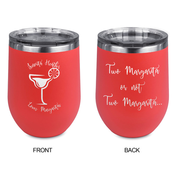 Margarita Lover Stainless Wine Tumblers - Coral - Double Sided - Approval