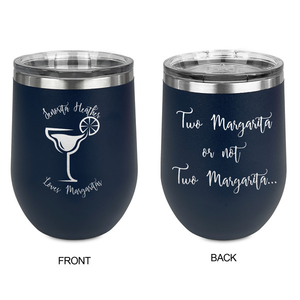 Margarita Lover Stainless Wine Tumblers - Navy - Double Sided - Approval