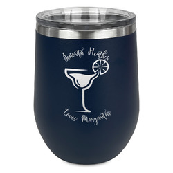 Margarita Lover Stemless Stainless Steel Wine Tumbler - Navy - Double Sided (Personalized)