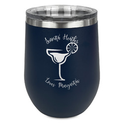 Margarita Lover Stemless Stainless Steel Wine Tumbler - Navy - Double Sided (Personalized)
