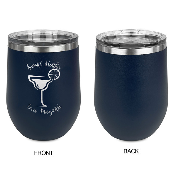 Margarita Lover Stainless Wine Tumblers - Navy - Single Sided - Approval