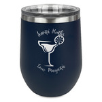 Margarita Lover Stemless Stainless Steel Wine Tumbler - Navy - Single Sided (Personalized)