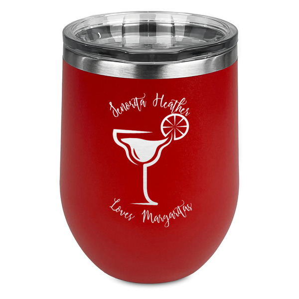 Custom Margarita Lover Stemless Stainless Steel Wine Tumbler - Red - Double Sided (Personalized)