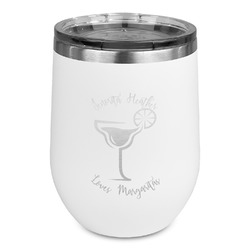 Margarita Lover Stemless Stainless Steel Wine Tumbler - White - Single Sided (Personalized)