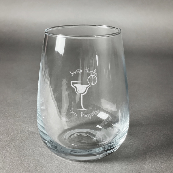 Custom Margarita Lover Stemless Wine Glass (Single) (Personalized)
