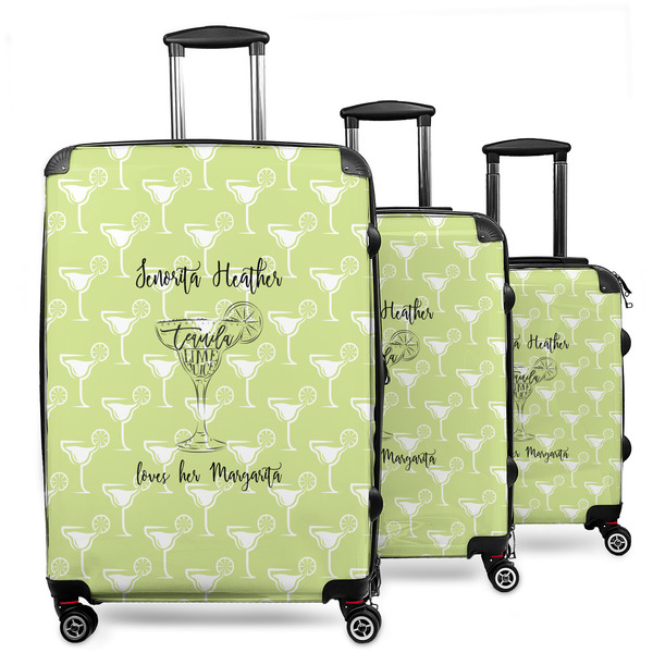 Custom Margarita Lover 3 Piece Luggage Set - 20" Carry On, 24" Medium Checked, 28" Large Checked (Personalized)