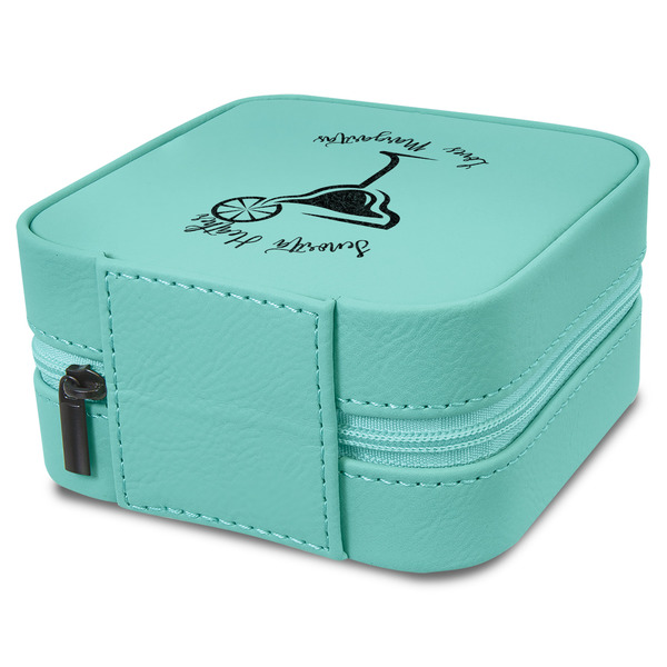 Margarita Lover Travel Jewelry Boxes - Leather - Teal - View from Rear