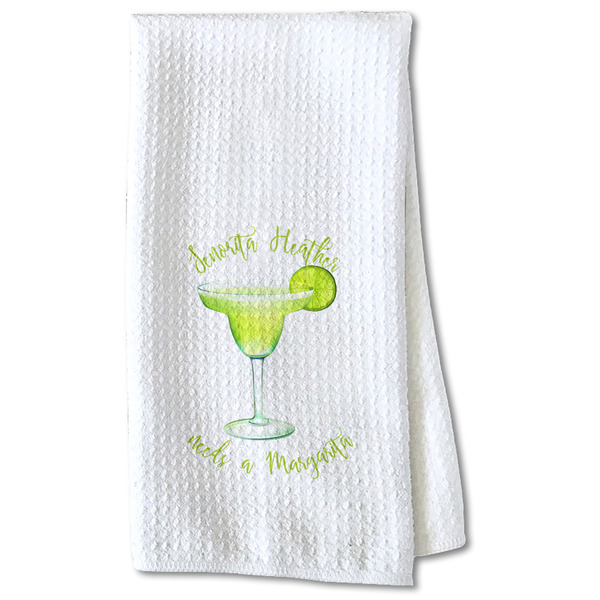 Custom Margarita Lover Kitchen Towel - Waffle Weave - Partial Print (Personalized)