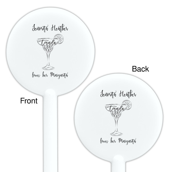 Margarita Lover White Plastic 5.5" Stir Stick - Double Sided - Round - Front & Back