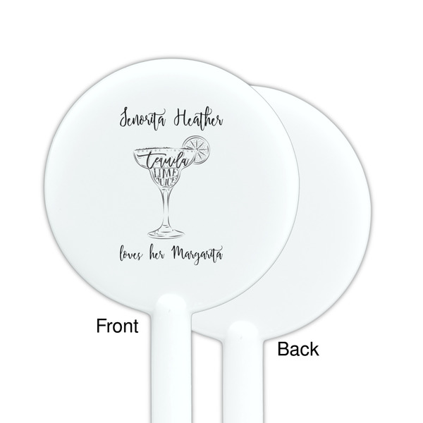 Margarita Lover White Plastic 5.5" Stir Stick - Single Sided - Round - Front & Back