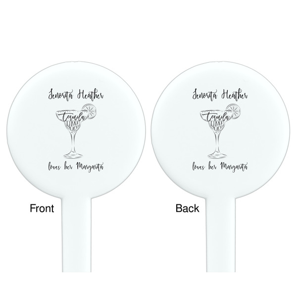 Margarita Lover White Plastic 7" Stir Stick - Double Sided - Round - Front & Back