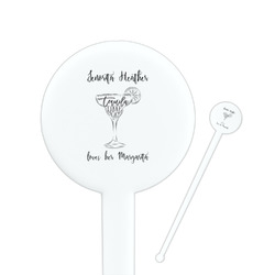 Margarita Lover 7" Round Plastic Stir Sticks - White - Single Sided (Personalized)