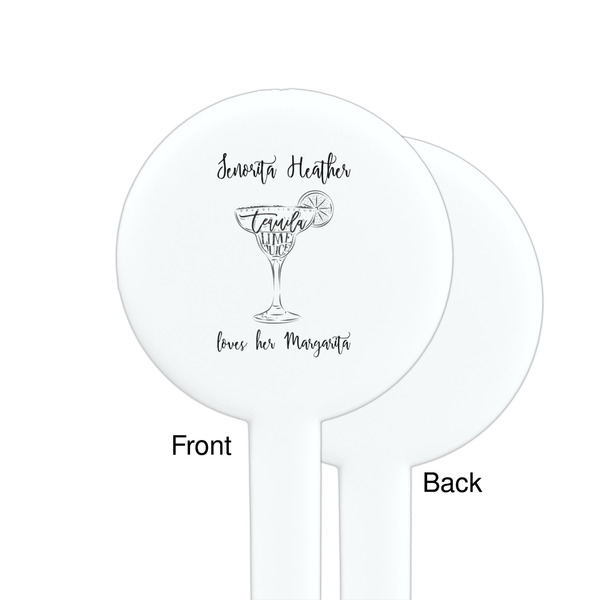 Margarita Lover White Plastic 7" Stir Stick - Single Sided - Round - Front & Back