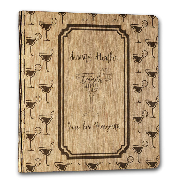 Custom Margarita Lover Wood 3-Ring Binder - 1" Letter Size (Personalized)