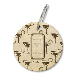 Margarita Lover Wood Luggage Tag - Round (Personalized)