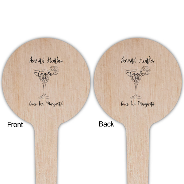 Margarita Lover Wooden 4" Food Pick - Round - Double Sided - Front & Back