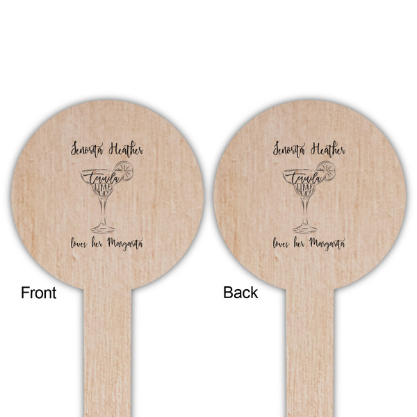 Margarita Lover Wooden 6" Food Pick - Round - Double Sided - Front & Back