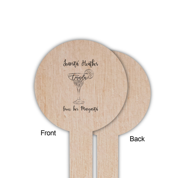 Margarita Lover Wooden 6" Food Pick - Round - Single Sided - Front & Back