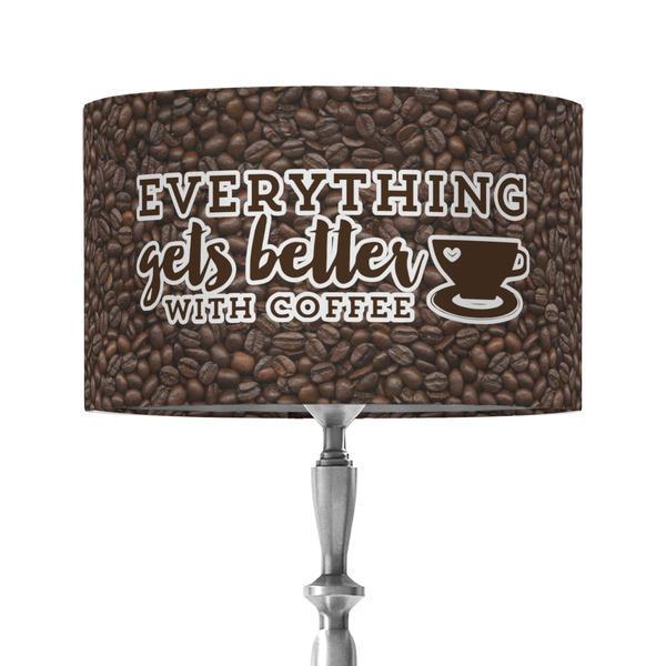 Coffee Addict 12" Drum Lampshade - ON STAND (Fabric)