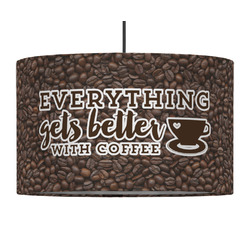 Coffee Addict 12" Drum Pendant Lamp - Fabric