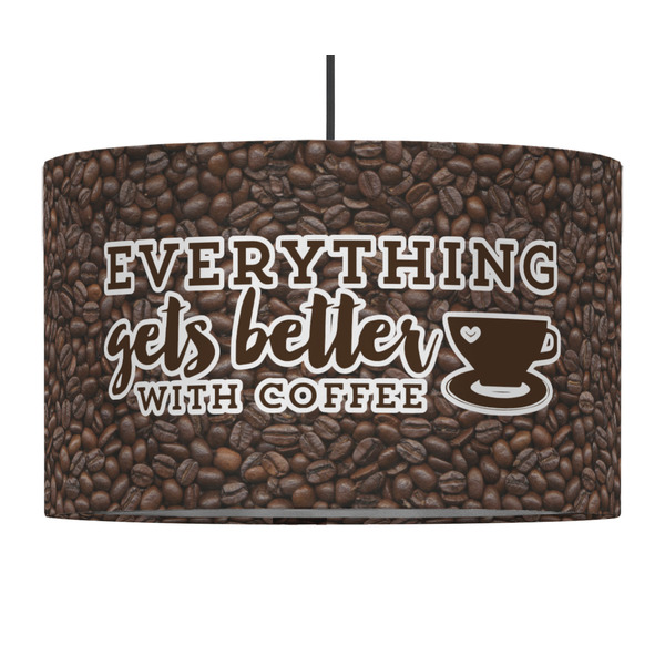 Custom Coffee Addict 12" Drum Pendant Lamp - Fabric