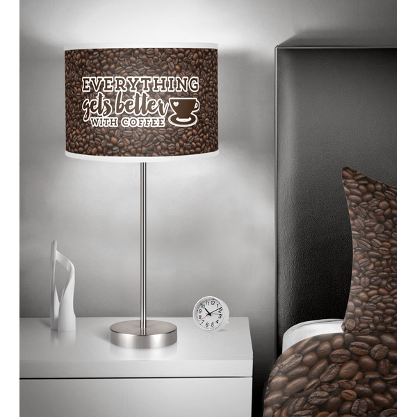 Coffee Addict 2 13 inch drum lamp shade - in room