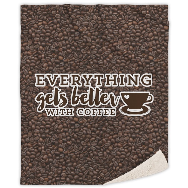 Custom Coffee Addict Sherpa Throw Blanket - 50"x60"