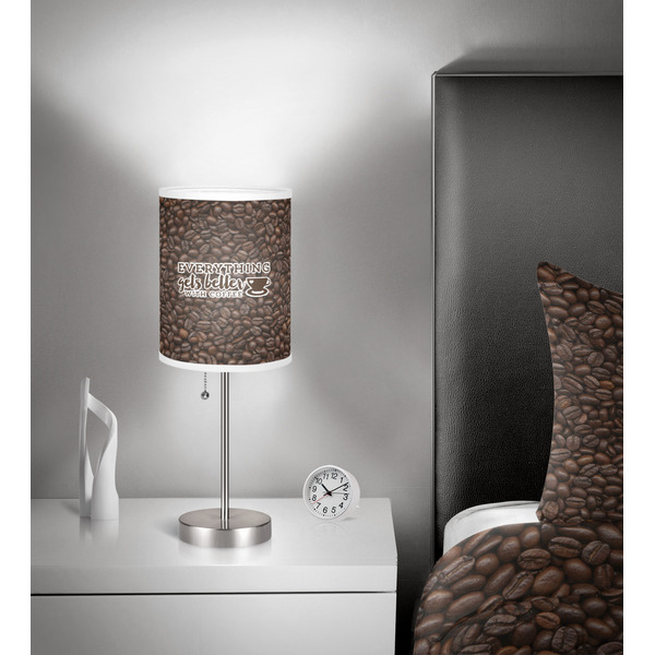 Coffee Addict 2 7 inch drum lamp shade - in room