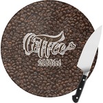 Coffee Addict Round Glass Cutting Board - Small (Personalized)