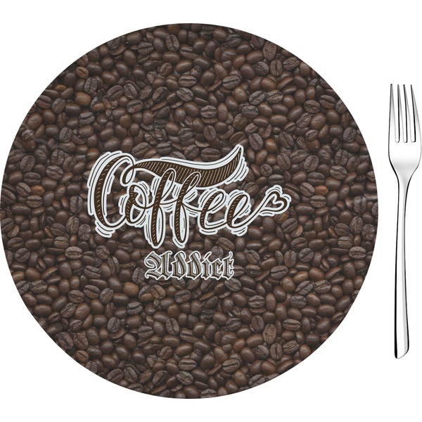 Custom Coffee Addict 8" Glass Appetizer / Dessert Plates - Single or Set (Personalized)