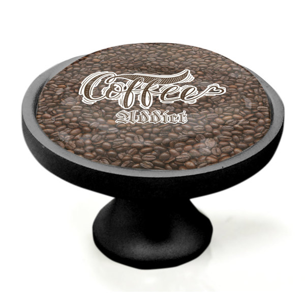 Coffee Addict 2 Black Custom Cabinet Knob (Side)