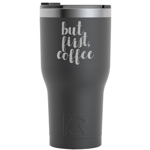 Custom Coffee Addict RTIC Tumbler - Black - Engraved Front