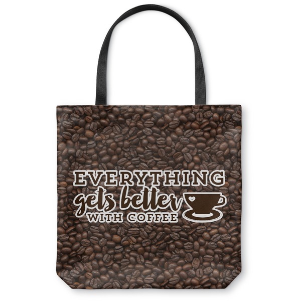 Custom Coffee Addict Canvas Tote Bag - Medium - 16"x16"
