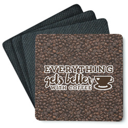 Coffee Addict Square Rubber Backed Coasters - Set of 4