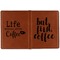 Coffee Addict 2 Cognac Leather Passport Holder Outside Double Sided - Apvl