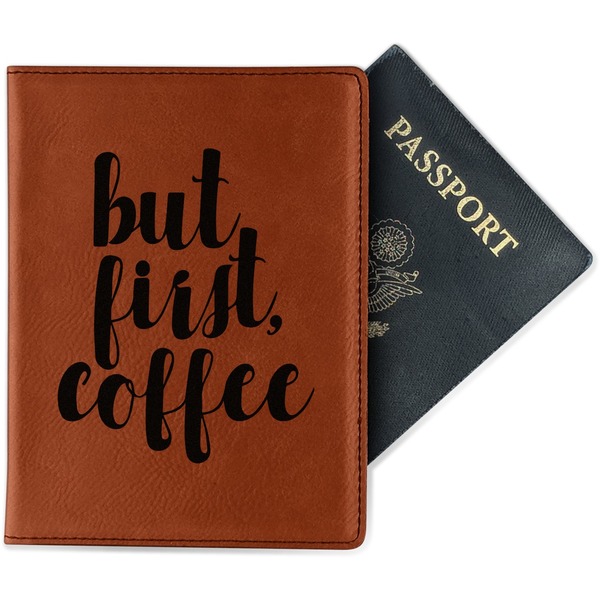 Custom Coffee Addict Passport Holder - Faux Leather - Single Sided
