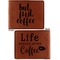 Coffee Addict 2 Cognac Leatherette Bifold Wallets - Front and Back