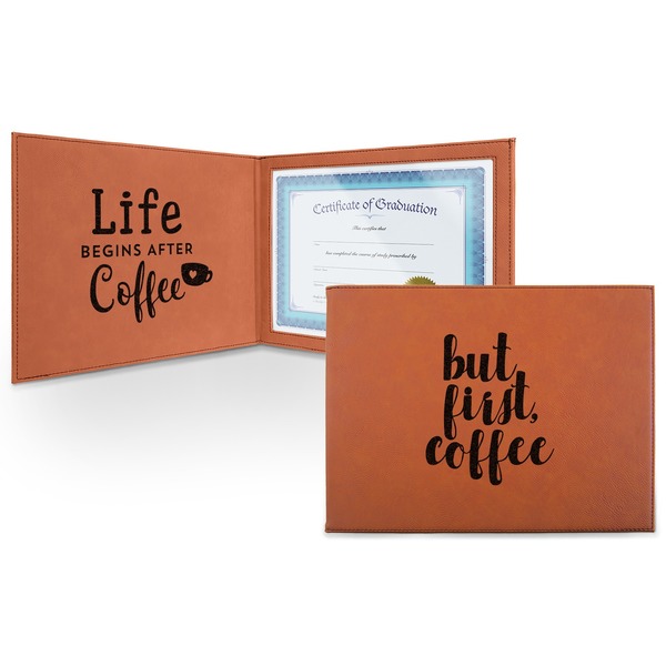 Custom Coffee Addict Leatherette Certificate Holder