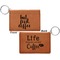 Coffee Addict 2 Cognac Leatherette Keychain ID Holders - Front and Back Apvl
