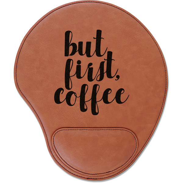 Custom Coffee Addict Leatherette Mouse Pad with Wrist Support