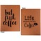 Coffee Addict 2 Cognac Leatherette Portfolios with Notepad - Large - Double Sided - Apvl