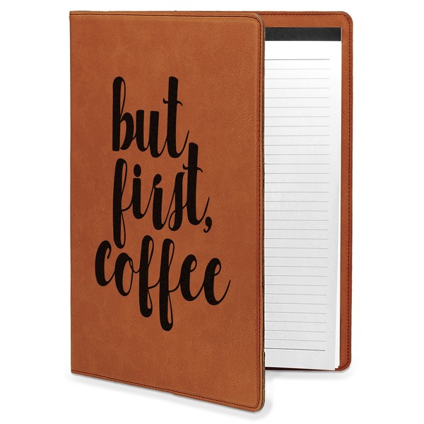 Custom Coffee Addict Leatherette Portfolio with Notepad - Large - Single Sided