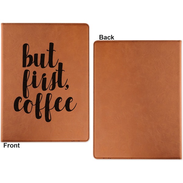 Coffee Addict 2 Cognac Leatherette Portfolios with Notepad - Large - Single Sided - Apvl