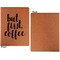 Coffee Addict 2 Cognac Leatherette Portfolios with Notepad - Large - Single Sided - Apvl