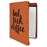 Coffee Addict Leatherette Zipper Portfolio with Notepad