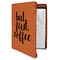 Coffee Addict 2 Cognac Leatherette Zipper Portfolios with Notepad - Main