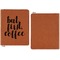 Coffee Addict 2 Cognac Leatherette Zipper Portfolios with Notepad - Single Sided - Apvl