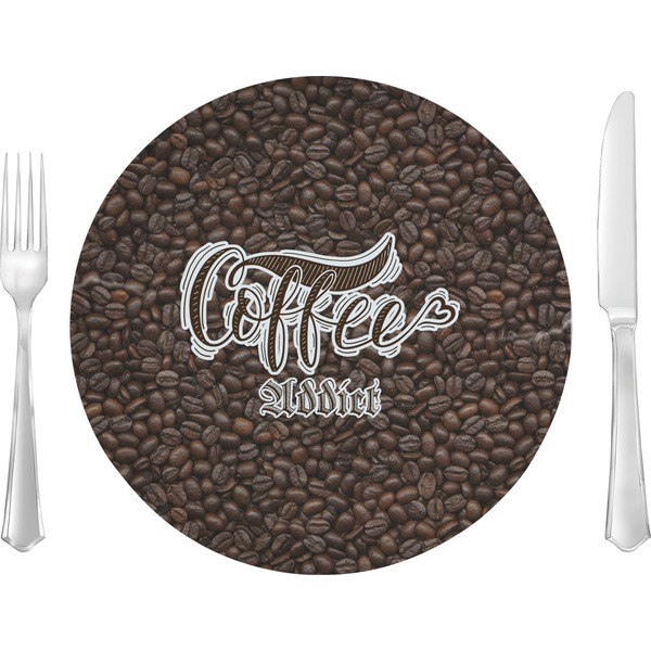 Custom Coffee Addict Glass Lunch / Dinner Plate 10" (Personalized)