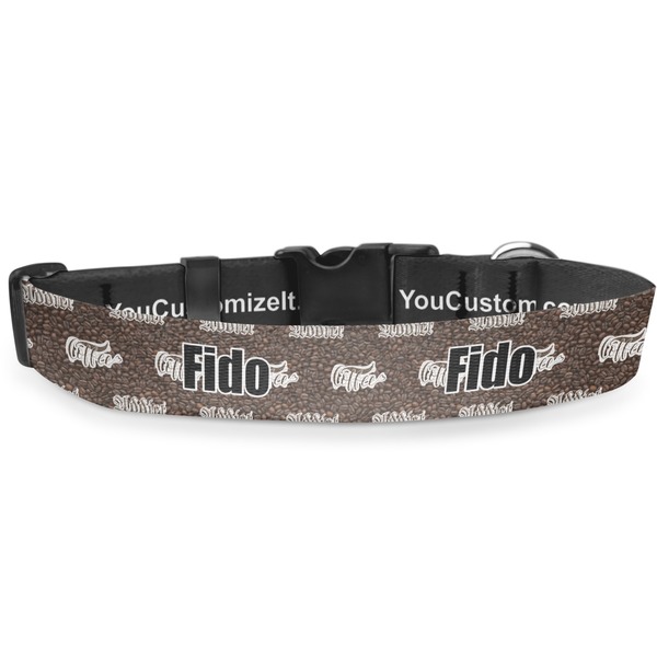 Custom Coffee Addict Deluxe Dog Collar - Small (8.5" to 12.5") (Personalized)