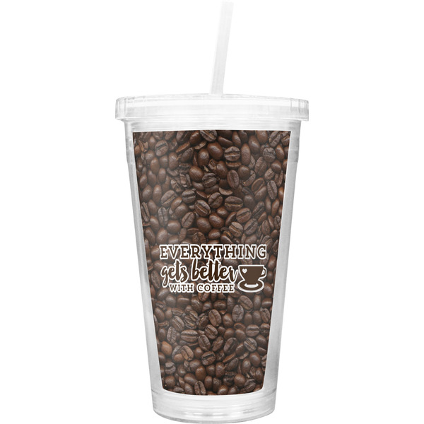 Custom Coffee Addict Double Wall Tumbler with Straw